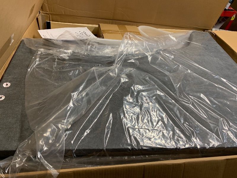 Photo 1 of (used)(missing rails) Linen Twin Size Upholstered Daybed with Pull-Out Trundle with Headboard, Solid Wood Slat Support