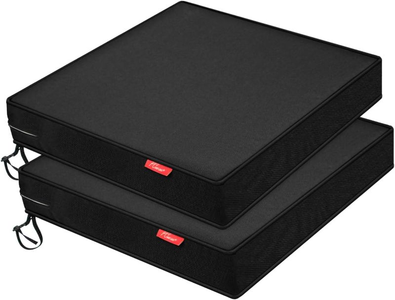 Photo 1 of 
Pcinfuns Outdoor Chair Cushion 24 x 24 Inch Seat Cushions for Patio Furniture Garden Sofa Couch Chair Pads with Adjustable Straps Set of 2, Black