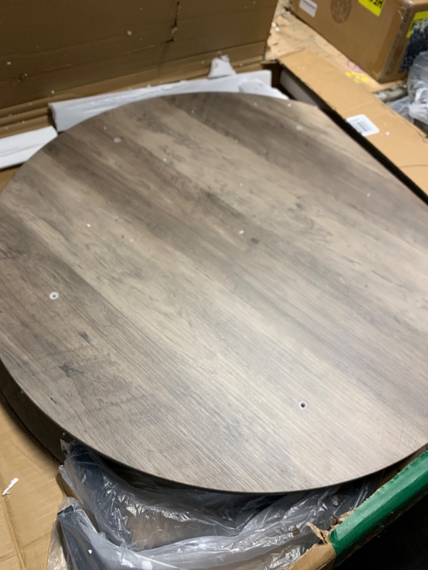 Photo 1 of (used)(see images) GreenForest Round Coffee Table with 2-Tier Open Storage, 27.6 inch Small Circle Coffee Tables with Adjustable Feet