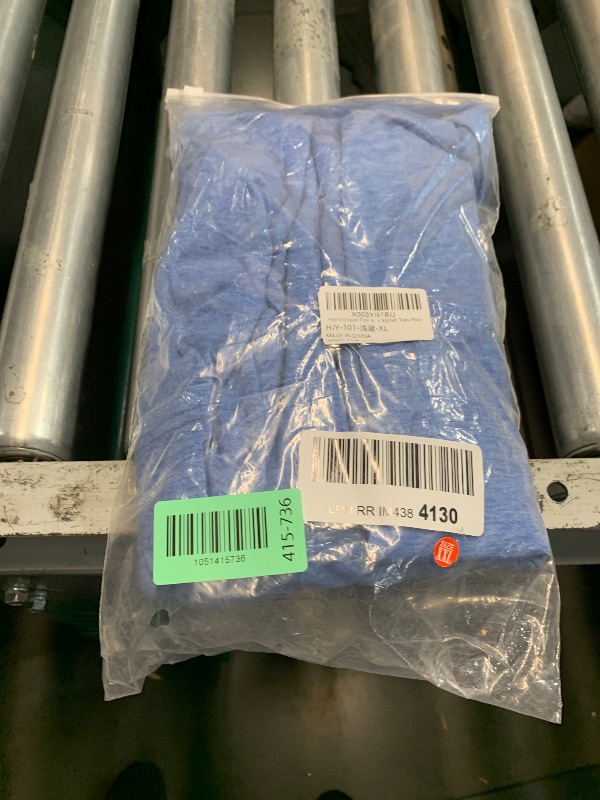 Photo 1 of (USED/FAIR) (BAGGED) Men's Casual Polo Shirts Classic Button Basic Long Sleeve Shirt Solid Color Cotton Tees Stylish Tops Blue