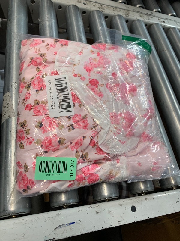 Photo 1 of (STRAPPED DAMAGED) (LARGE) (BAGGED) ABYOVRT Women Floral Maxi Dress Spaghetti Straps V Neck Patchwork Flowy Boho Sundress Tiered Long Dresses (Pink,L)