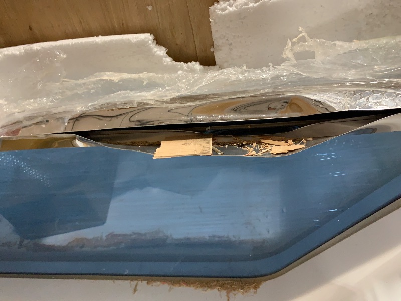 Photo 1 of *** TRUCK/TRAILER PICKUP ONLY*** **DAMAGED SEE PHOTOS**** Empava Acrylic Whirlpool Bathtub, 71-Inch Jetted Bathtub with Heater, 10 Jets Hydromassage with Chromatherapy, 3-Side Apron with LED Control Panel, Waterfall & ETL Certified, Blcak Pillow