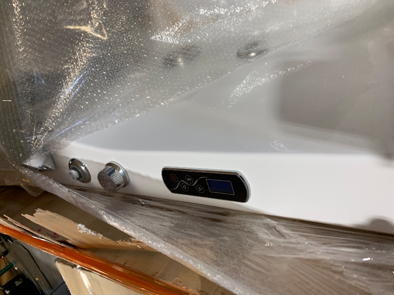 Photo 1 of *** TRUCK/TRAILER PICKUP ONLY*** **DAMAGED SEE PHOTOS**** Empava Acrylic Whirlpool Bathtub, 71-Inch Jetted Bathtub with Heater, 10 Jets Hydromassage with Chromatherapy, 3-Side Apron with LED Control Panel, Waterfall & ETL Certified, Blcak Pillow