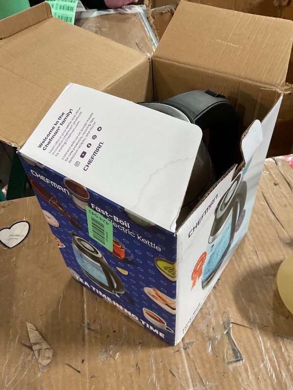 Photo 1 of (sold for parts) Chefman Electric Kettle, 1.8L 1500W, Hot Water Boiler, Removable Lid for Easy Cleaning, Auto Shut Off