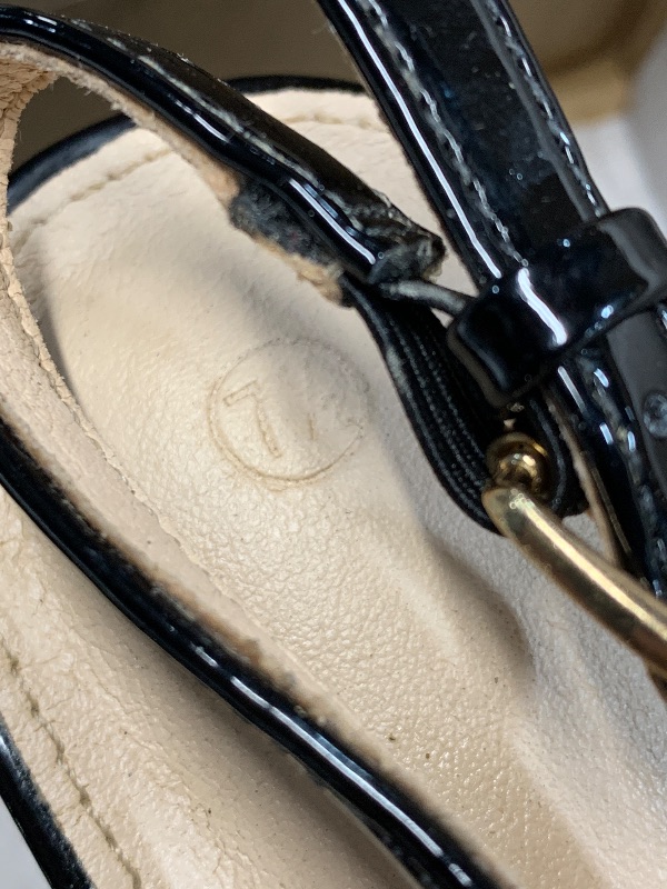 Photo 1 of (used) Coutgo Women's Slingback Chunky Block Heels Pumps Square Toe Metal Buckle Party Dress Work Shoes, Cool Black, Size 7.5