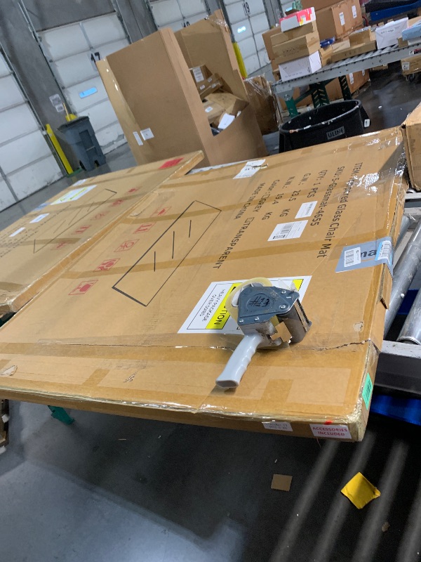 Photo 1 of [Tempered Glass] 46" x 55" Glass Chair Mat, Heavy Duty Hard Floor Mat with Round Corner and Polished Edge, Office Chair Mat for Carpet Office Home Hardwood Floor Desk