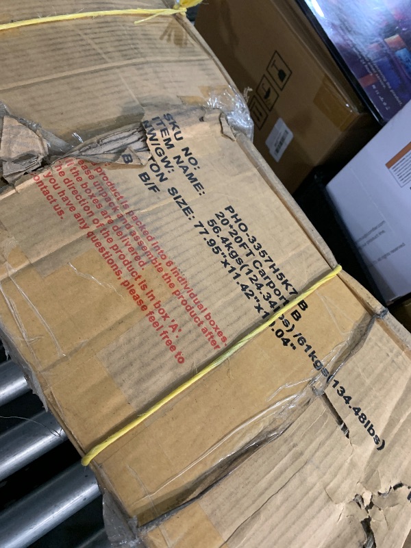 Photo 1 of ******TRUCK/TRAILER PICKUP********** Garveelife 20'x20'x13' Metal Carport for 2 Cars, Heavy Duty Car Ports for Heavy Snow, Reinforced Frame, Tall Metal Car Ports for Bass Boats, Full-Sized Pickup Trucks, and Tractors, N.W. 800 Lbs