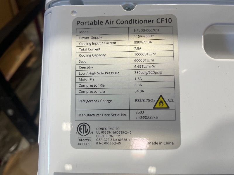 Photo 1 of 10000 BTU Portable Air Conditioner – 3-in-1 AC Unit with Fan & Dehumidifier, Quiet Operation, Remote Control, 24H Timer, Window Kit Included, Efficient Cooling for Rooms up to 450 Sq.Ft