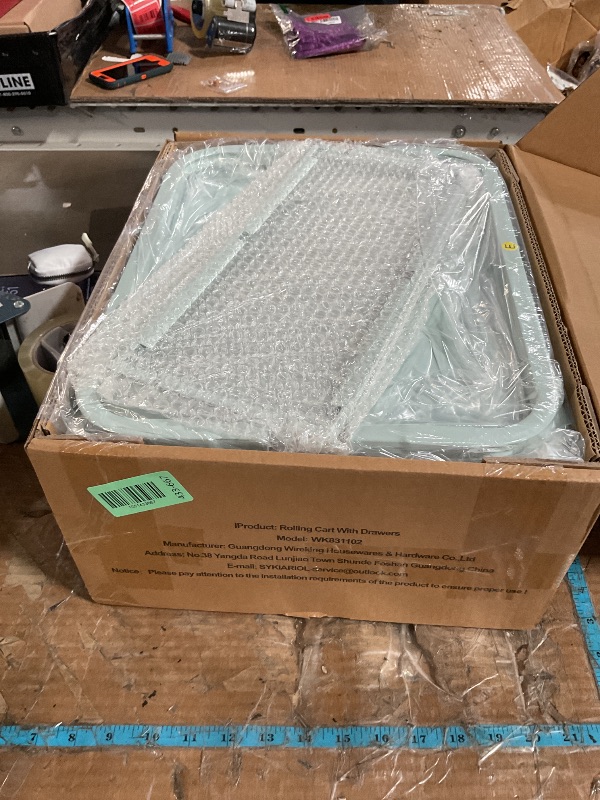 Photo 1 of **MISSING LEGS** SYKIARIOL Utility-Rolling-Storage-Drawer-Craft-Cart-Organizers with 4 Drawers & Dust-proof Door for Kid Craft Art Room,Bedroom,Home Office, 4 Tiers Drawer cart, Green