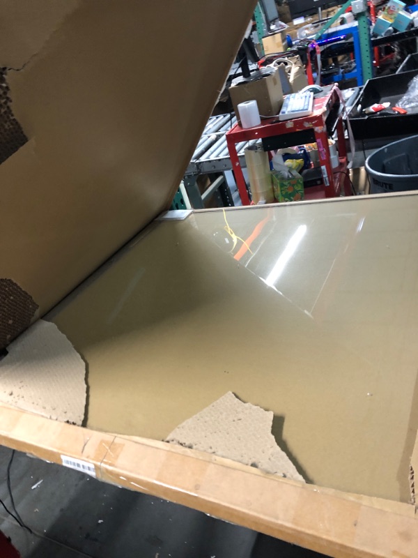 Photo 1 of [Tempered Glass] 46" x 55" Glass Chair Mat, Heavy Duty Hard Floor Mat with Round Corner and Polished Edge, Office Chair Mat for Carpet Office Home Hardwood Floor Desk