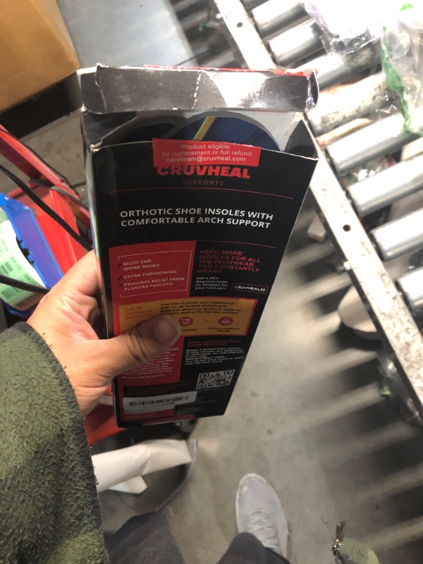 Photo 1 of (New) Work Orthotic Insoles - Anti Fatigue Medium Arch Support Shoe Insert Men Women - Plantar Fasciitis Flat Feet - Relieve Foot Pain - Work Boot Insoles Standing All Day (XL, Blue Lines)