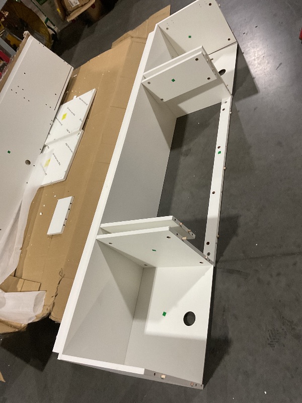 Photo 1 of **PARTIALLY BUILT, see pics** 70 Inch Fireplace TV Stand with 36 Inch Electric Fireplace, 12 Colors LED Lights, 750W/1500W for Max 80 Inch TV, 2 Tier Storage 2 Door Cabinet