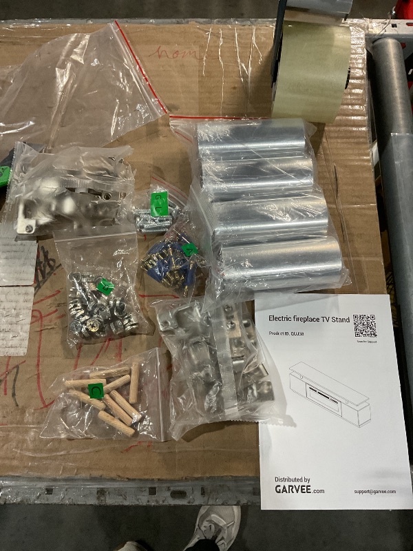 Photo 1 of **PARTIALLY BUILT, see pics** 70 Inch Fireplace TV Stand with 36 Inch Electric Fireplace, 12 Colors LED Lights, 750W/1500W for Max 80 Inch TV, 2 Tier Storage 2 Door Cabinet