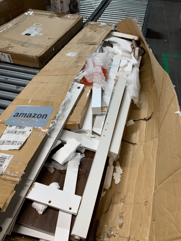 Photo 1 of **PARTS ONLY*** DWVO 55" Sideboard Buffet Cabinet with Storage, Farmhouse Kitchen Storage Cabinet with 4 Doors, Large Wood Coffee Bar Cabinet with Adjustable Shelfs for Kitchen, Living Room, White Brown