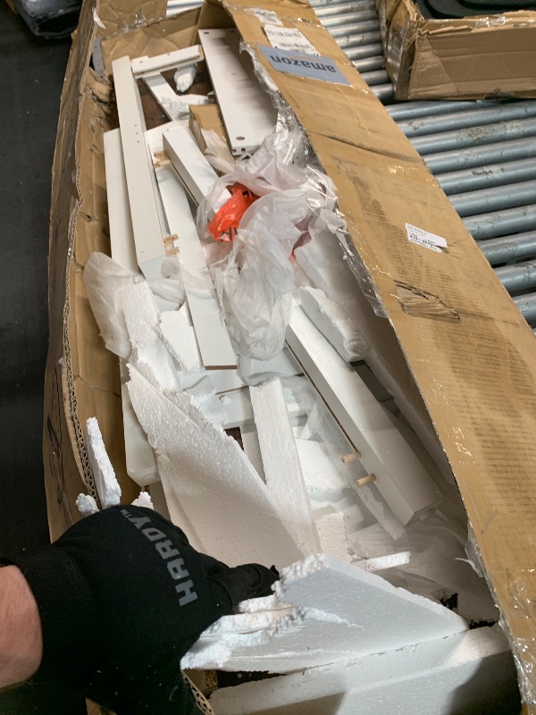 Photo 1 of **PARTS ONLY*** DWVO 55" Sideboard Buffet Cabinet with Storage, Farmhouse Kitchen Storage Cabinet with 4 Doors, Large Wood Coffee Bar Cabinet with Adjustable Shelfs for Kitchen, Living Room, White Brown