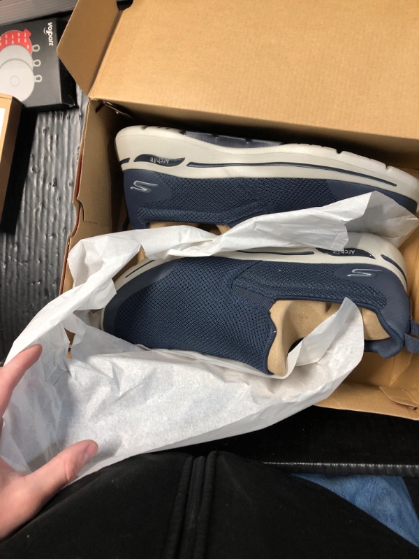 Photo 1 of ***(MINOR DAMAGE/ HEAVILY USED)***Skechers Men's Gowalk Arch Fit-Athletic Slip-on Casual Loafer Walking Shoe Sneaker, Navy/Grey, 12