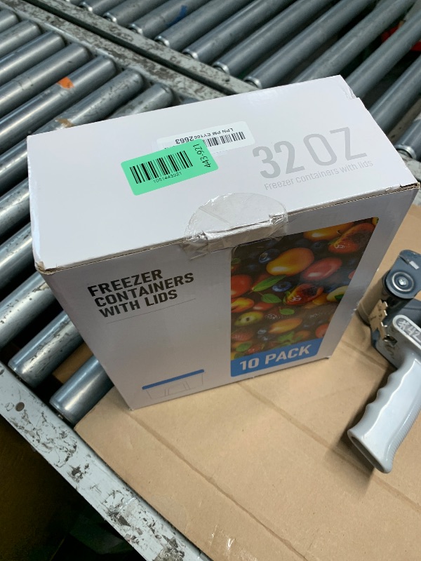 Photo 1 of [32 oz 10 Pack] Food Storage Freezer Containers Clear Bottom with Blue Twist Top Lids Reusable, Plastic Airtight Meal Prep Containers BPA Free | Stackable | Leakproof | Microwave/Dishwasher Safe