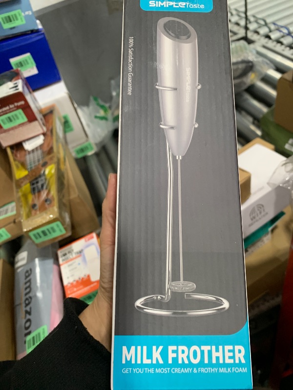 Photo 1 of SIMPLETaste Milk Frother Handheld Battery Operated Electric Foam Maker, Drink Mixer with Stainless Steel Whisk and Stand for Cappuccino, Bulletproof Coffee, Latte