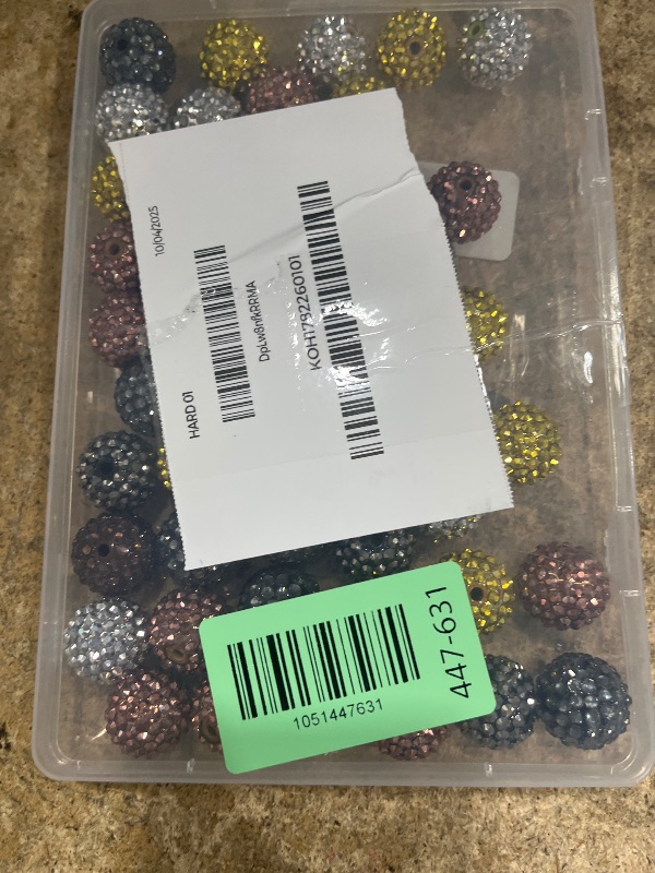 Photo 1 of 20mm Beads for Pens - 50 Pcs DIY Rhinestone Beads for Beadable Pens - Spacers for Beaded Pen Supplies - Glitter Acrylic Bubblegum Round Bling Bead for Keychains - Focal Bead for Bracelets (Advanced)