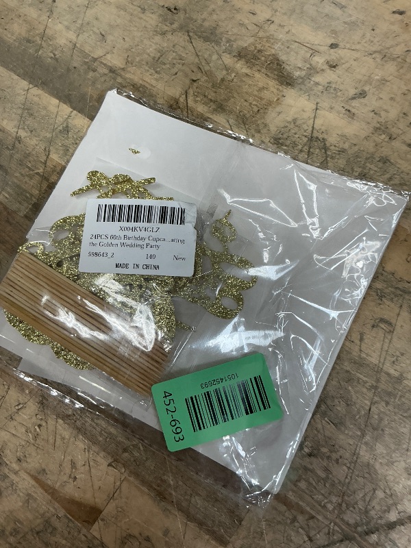 Photo 1 of 24PCS 60th Birthday Cupcake Toppers Gold Glitter 60 Th Birthday Cupcake Picks for 60th Wedding Anniversary Cake Party Decoration Celebrating the Golden Wedding Party