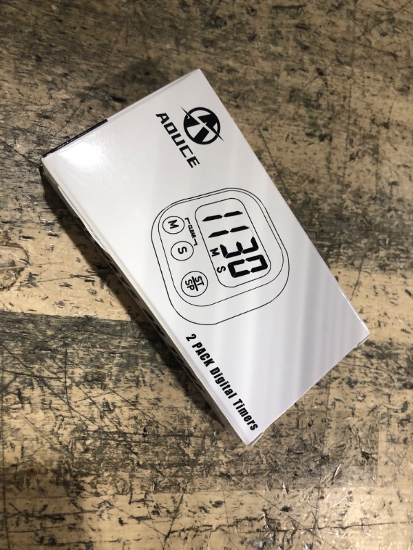 Photo 1 of 2 Pack Digital Kitchen Timer for Cooking Big Digits Loud Alarm Magnetic Backing Stand Cooking Timers for Baking White