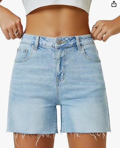 Photo 1 of **PHOTO FOR ITEM REFERENCE** Womens High Waist Jean Shorts Wide Straight Leg Microelastic Long Denim Mom Shorts