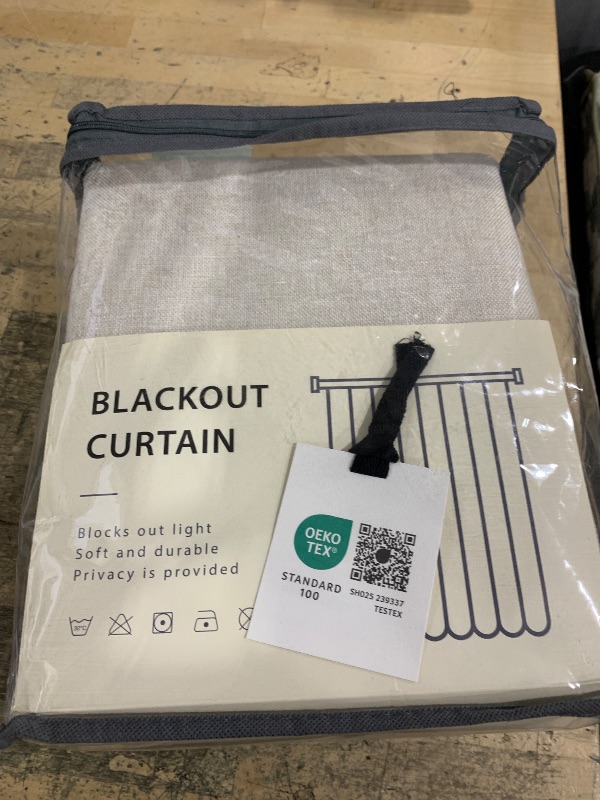 Photo 1 of 100% Blackout Shield Linen Blackout Curtains for Bedroom 108 Inches Long, Back Tab/Rod Pocket Living Room Drapes, Thermal Insulated Blackout Curtains 2 Panels Set, 50" W x 108" L,Cream
