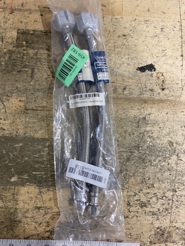 Photo 1 of (2pcs 12 inch) PLUMBINGMASTER Toilet Water Supply Line,3/8" Comp x 7/8" BC Braided Stainless Steel Toilet Supply Line,Toilet Connector Hose with Anti-Leaking Brass Nut