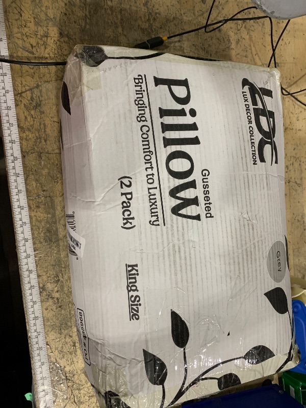 Photo 1 of Lux decor collection Gusseted pillow bring comfort to luxury 2 pack king size color grey