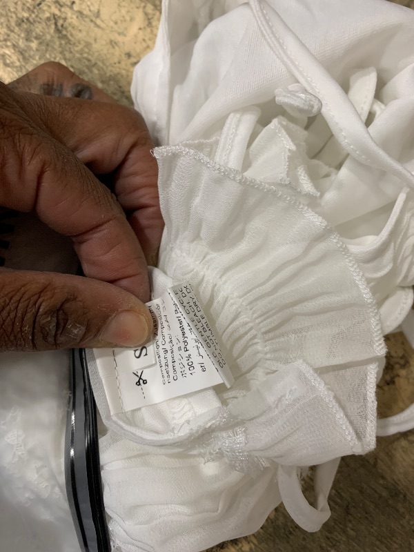 Photo 1 of **DIRTY NEEDS CLEANING**  SOLY HUX Open Back Halter Tops for Women Tie Backless Ruffle Crop Tops Sleeveless Y2K Going Out Camisoles Solid White Small