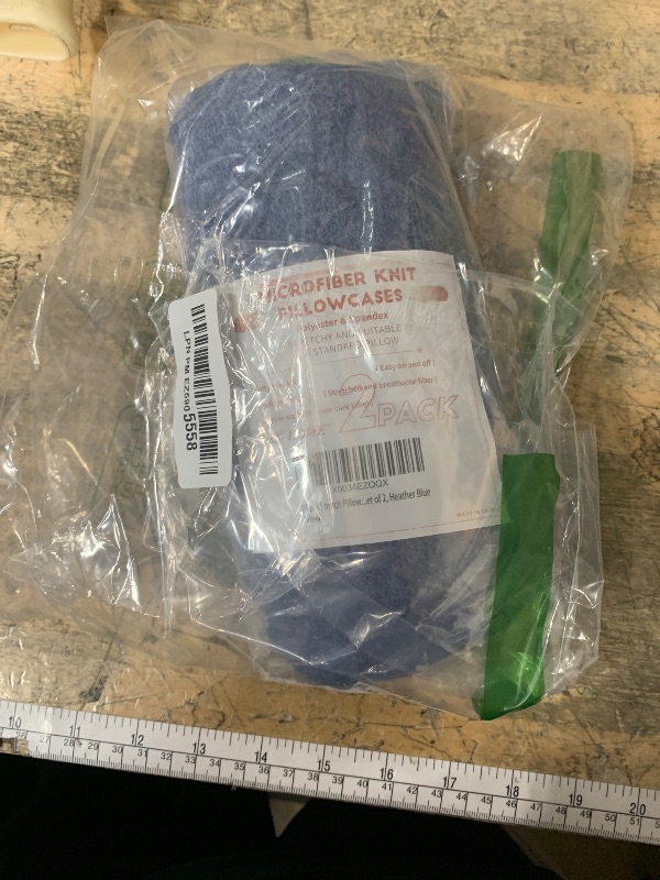 Photo 1 of 2-Pack Stretch Pillow Cases - Jersey Knit & Envelope Closure Pillowcases with Ultra Soft T-Shirt Like Polyester Blend - Suitable for Queen or Standard Size Set of 2, Heather Blue