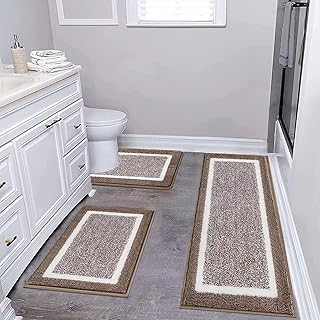 Photo 1 of 3 Piece Plush Bath Mat Set, Non Slip Shaggy Bathroom
