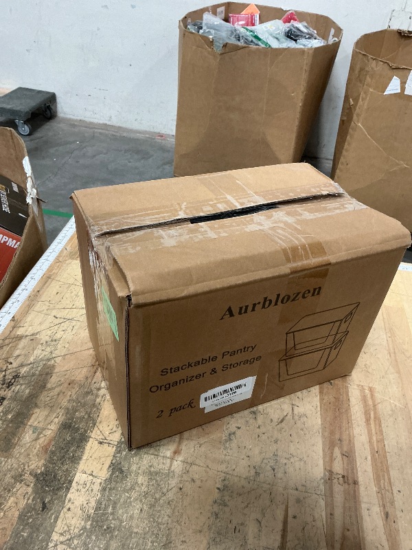 Photo 1 of 2 Set Pantry Organizer and Storage, Stackable Trash Bag Dispenser Clear Acrylic Kitchen Counter Pantry Baskets for Potato, Onion, Produce, Fruit, Vegetable, Snack, Trash Bag Holder with Bamboo Lid