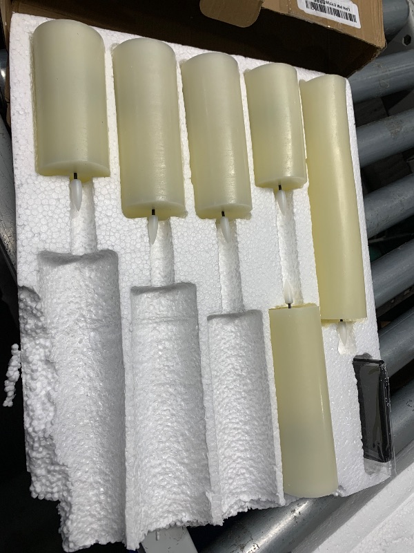 Photo 1 of *** MISSING 3 CANDLES *** Eywamage Realistic Ivory Slim Flameless Pillar Candes with Remote, Real Wax Flickering Tall LED Battery Fireplace Candles Set of 9
