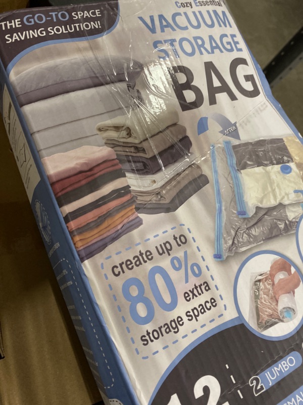 Photo 1 of 12 Pack Vacuum Storage Bags, Space Saver Vacuum Storage Bags, Vacuum Seal Bags for Clothing, Clothes, Comforters and Blankets, Hand Pump Included