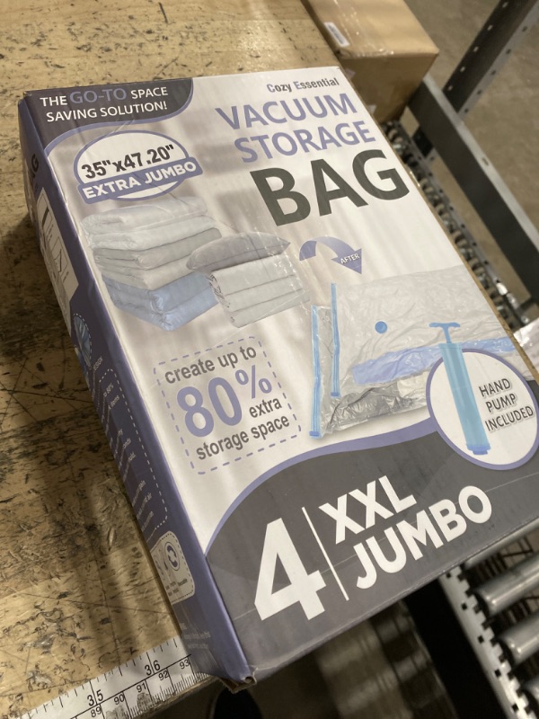 Photo 1 of 4 Pack XXL Jumbo Vacuum Storage Bags, Extra Large Vacuum Seal Bags for Comforters, Bedding, Blanket Storage, Giant Space Saver Bags for Huge Stuffed Toy(47.2x35 in)