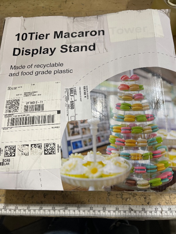 Photo 1 of 10 Tiers Round Macaron Tower Stand Plastic Transparent Cake Stand Macaron Display Rack Desserts Cupcake Holder Platter for Baby Shower, Birthday Party, Wedding, Party Decor