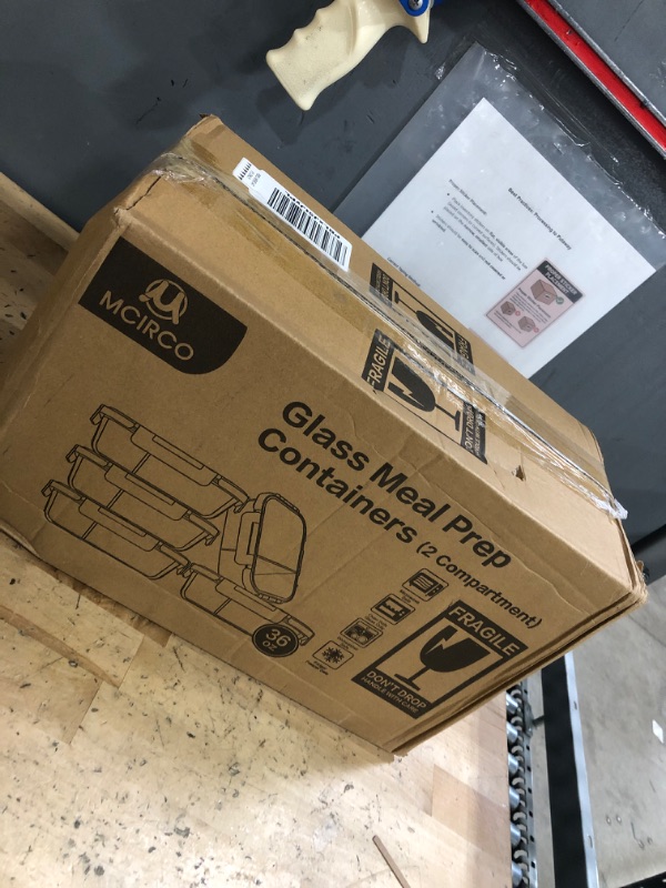 Photo 1 of [5-Pack,36 Oz]Glass Meal Prep Containers 2 Compartments Portion Control with Upgraded Snap Locking Lids Glass Food Storage Containers, Microwave, Oven, Freezer and Dishwasher (4.5 Cups)