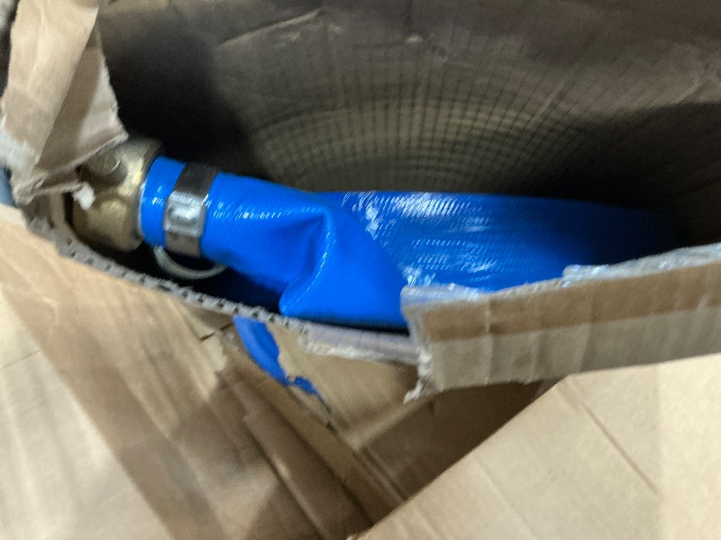Photo 1 of 1-1/4" x 100' Heavy Duty Discharge Hose with NPT Pin Lug and Nipple Fittings, Reinforced BLue PVC Pool Backwash Hose, Connect To Pump and Pipe Threaded Outlet