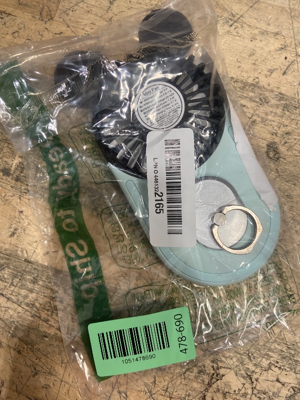 Photo 1 of ***FOR PARTS/ Damage from a sticker also missing charger***  DecoLife Cute Handheld Mini USB Fan, Rechargeable Portable Fan, 3 Adjustable Speeds and Wearable Accessories, Pocket Size for Indoor Or Outdoor Activities (Blue)