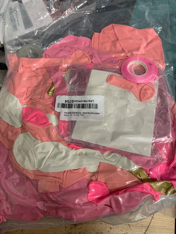 Photo 1 of 161pcs Pink Balloons Arch Kit, Pastel Macaron Pink and Gold White With 3pcs Starburst Foil Balloons for Birthday Baby Shower Bridal Shower Wedding Valentine’s Party Decorations