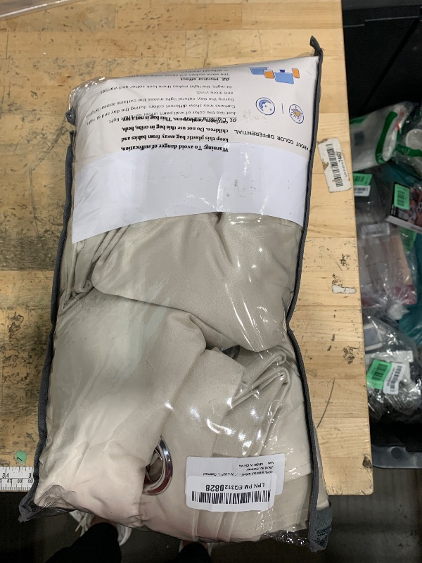 Photo 1 of 100% Blackout Shield Linen Blackout Curtains for Bedroom 90 Inches Long, Back Tab/Rod Pocket Living Room Drapes, Thermal Insulated Blackout Curtains 2 Panels Set, 50" W x 90" L, Oatmeal