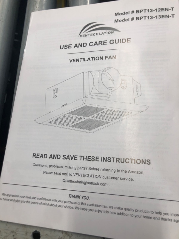 Photo 1 of (see all images) VENTECHLATION Bathroom Exhaust Fan 50CFM 1.0Sone, Quiet Bath Fan with 3inch duct for Bathroom Ceiling, Energy-Saving