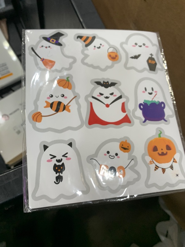Photo 1 of 135Pcs Cute Halloween Stickers Bulk, 2 Inch Self-Adhesive White Ghost Labels for Crafts, Cards, Gifts, and Halloween Party Supplies