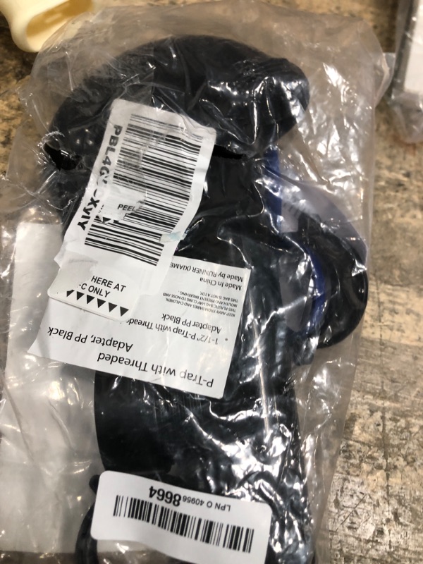 Photo 1 of (1 Pack) Yariwiz Black P Trap 1 1/2 Inch for Bathroom Kitchen Sink Drain Pipe Tubular Kit with Black Threaded Adapter and Blue TPE Washer KSD-001B