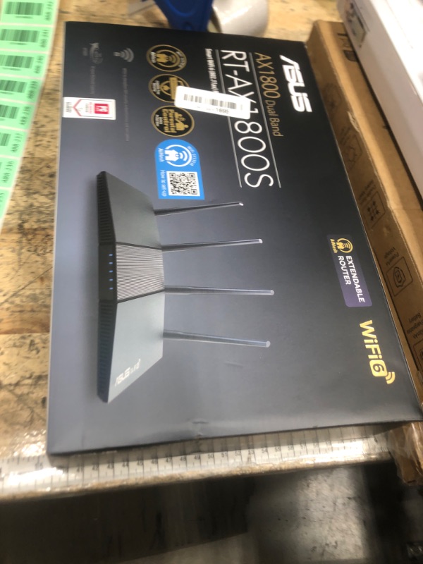 Photo 1 of ASUS RT-AX1800S Dual Band WiFi 6 Extendable Router, Subscription-Free Network Security, Parental Control, Built-in VPN, AiMesh Compatible, Gaming & Streaming, Smart Home