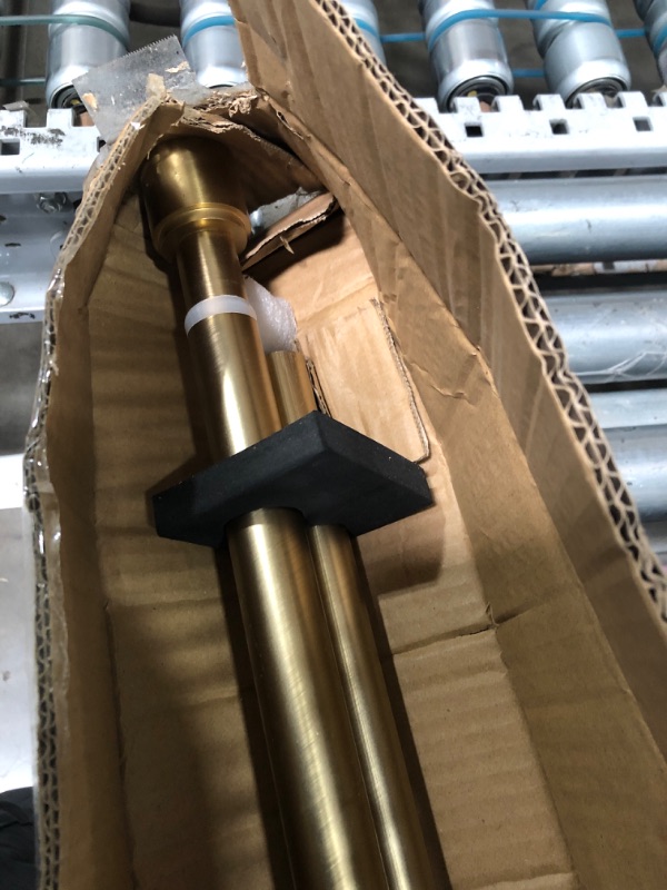 Photo 1 of 1 1/8 Inch Diameter Curtain Rods, 72-144” Telescoping Large Single Window Drapery Rod Heavy Duty With Adjustable Modern Brackets, Warm Gold