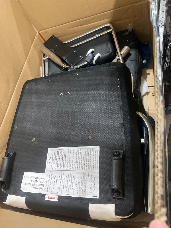 Photo 1 of *** MISSING BASE POLE*** COMHOMA Big and Tall Office Chair 400lbs High Back Gaming Chair with Ergonomic Lumbar Support & Pocket Spring Cushion for Lower Back Pain Relief, Leather Executive Chair with Foot Rest, White/Black