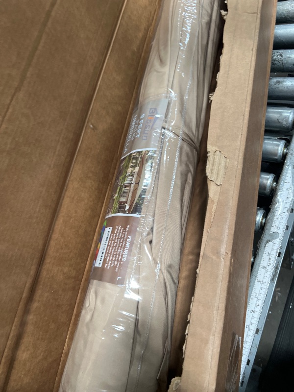 Photo 1 of **FOR PARTS ONLY**
Blissun 9' Outdoor Patio Umbrella, Outdoor Table Umbrella, Yard Umbrella, Market Umbrella with 8 Sturdy Ribs, Push Button Tilt and Crank (Tan)