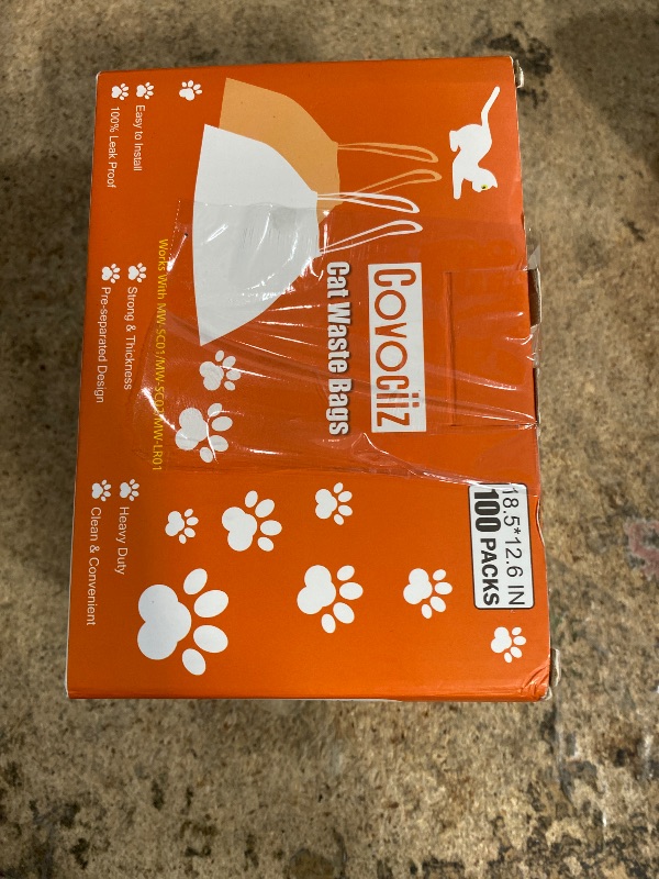 Photo 1 of 100 Pack Cat Litter Box Liners, Compatible with MeoWant SC01/C02/LR01 Litter Bags, Extra Thick Drawstring Heavy Duty Cat Waste Bags, 18.5" x 12.6"